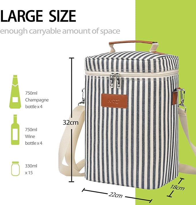 Tirrinia 4 Bottle Leakproof Insulated Wine Carrier Tote Bag - Image 4
