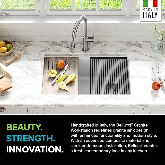 KRAUS Bellucci 30” in. Undermount Workstation Granite Kitchen Sink in White - Image 4