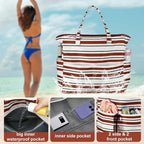 LEDAOU Large Beach Tote Bag Women Waterproof Sandproof Zipper Beach Tote Bag - Image 5