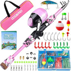 ODDSPRO Kids Fishing Pole Pink, Portable Telescopic Fishing Rod and Reel Combo by ODDSPRO