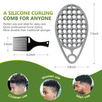 KOUPA Silicone Curly Hair Brush with Pick Comb, One Piece Twist Curl Comb for Afro Curls, Washable Hair Tool for Men Women, Grey