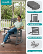 SERWALL Outdoor Rocking Chair, HDPE Patio Rocking Chair All-Weather Porch Rocker - Image 5