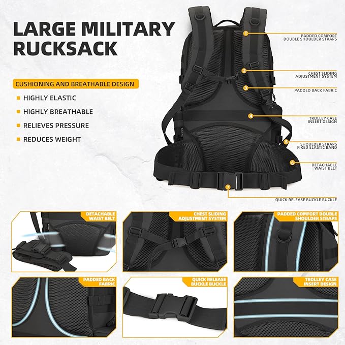 50L Military Tactical Backpack Hiking Waterproof Backpack Large Military Pack 3 - Image 4
