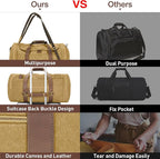 50L Duffle Bag for Men, Nomad Waxed Canvas Travel Duffel Bag Vintage Genuine - Image 6