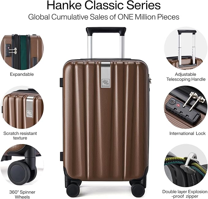 Hanke Expandable Hard Shell Luggage Sets 2 piece Carry on Luggage - Image 4