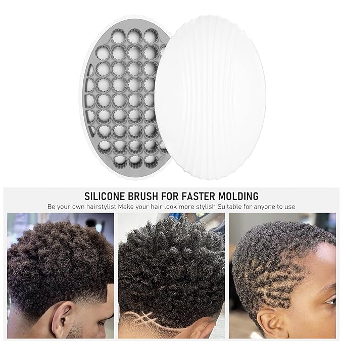 PARAO-Silicone Curling Brush,Magic Wave Afro Comb,Two Sides InterchangeTwist Tool,Hair Curler Brush For Men Women Boy Girl,2-Piece Set（Gray）