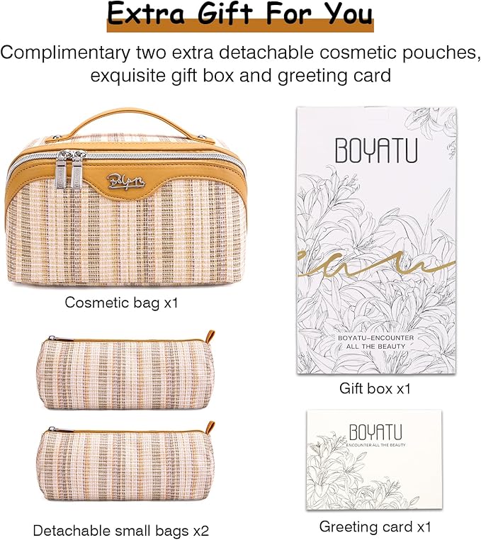 Travel Makeup Bag for Women: Large Capacity Open Flat Make up Bag Set of 3 - Image 7