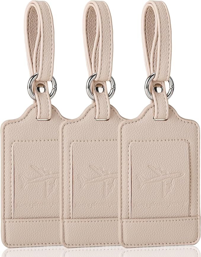 Teskyer Luggage Tags, 3 Pack Premium PU Leather Luggage Tags by TESKYER