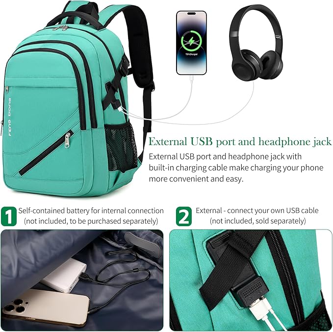 FENGDONG 17.3 inch Large Laptop Backpack Durable Waterproof Travel College - Image 5