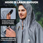 ANYOO Hooded Rain Poncho for Adults Waterproof Lightweight Rain Coat for Men - Image 4