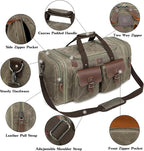 Waxed Canvas Duffle Bag for Men 50L Travel Duffel Bags Expandable Genuine - Image 4