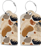 Boho Tropical Leaves Luggage Tags 2PCS PU Leather Suitcases Tag by MSEAANBK