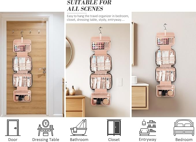 Gifts for Women, Initial Toiletry Makeup Bag Hanging Cosmetic Organizer - Image 6