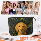 Cosmetic Bags Travel Makeup Toilet Case Waterproof Pouch for Women Girls 6.7X9.45inches - The Serene Allure of A Dog in AJungle Scene