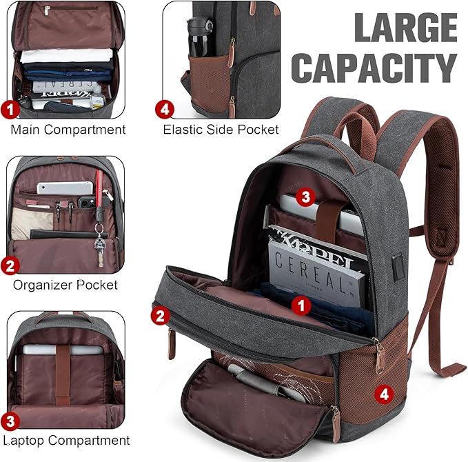 Tzowla Canvas Laptop College Backpack - Image 2