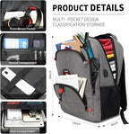 Grey Backpack for Men Women, School Backpack for Boys Girls Teens, Backpacks - Image 2