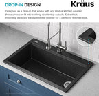 KRAUS Bellucci Workstation 33" Single Bowl Granite Kitchen Sink in Metallic - Image 8