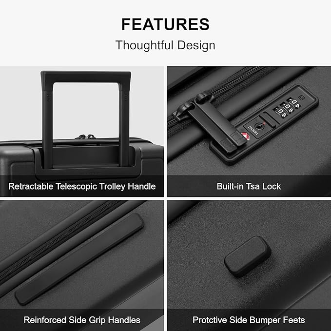 LEVEL8 Elegance Carry-on Suitcase, 20 Inch Carry on Luggage, Hardside Large - Image 6