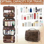 Elviros Hanging Toiletry Bag Removable Travel Bag PU leather Makeup Cosmetic - Image 5