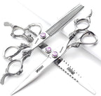 Hairdresser Professional 6-7-8-9 Inch High-End JP440c Hairdresser Scissors Suit Hairstyle Hairstyle Tools Hair Scissors Set (Scissors Set) (7-Inch 3PC-C)