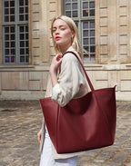 KALIDI Large Tote Bag Vegan Leather Casual Zipper Work Bag Weekender Hobo - Image 3