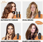 6 in ONE Blow Dryer Brush, Curling Wand Hair Styling Tools Set, Ionic Hot Air Hair Dryer, Massage Oval Hair Dryer, Left&Right Hair Curlers 100-120V