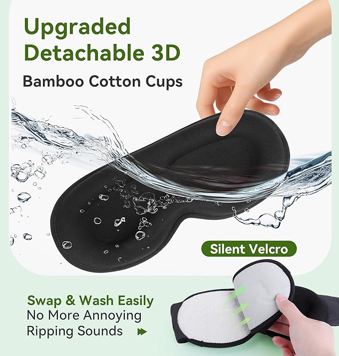 LC-dolida Bamboo Cotton Weighted Bluetooth Sleep Masks, 3D Weighted Sleep Masks - Image 5