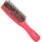 Giorgio GION1R Neon Red 7.75 inch Gentle Touch Detangler Hair Brush for Men and Women. Soft Bristles for Sensitive Scalp. Wet and Dry for all Hair Types. Scalp Massager Brush Stimulate Hair Growth