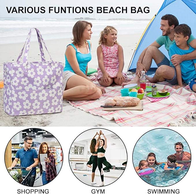 Beach Pool Bags Tote for Women Ladies Large Gym Tote Carry On Bag - Image 4