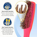 Giorgio GION1R Neon Red 7.75 inch Gentle Touch Detangler Hair Brush for Men and Women. Soft Bristles for Sensitive Scalp. Wet and Dry for all Hair Types. Scalp Massager Brush Stimulate Hair Growth