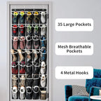 35 Pockets Over the Door Shoe Organizer, Hanging Shoe Organizer - Image 3