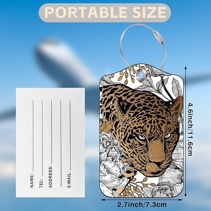 Leopard and Peony Flower Set of 2 Luggage Tags - Image 2