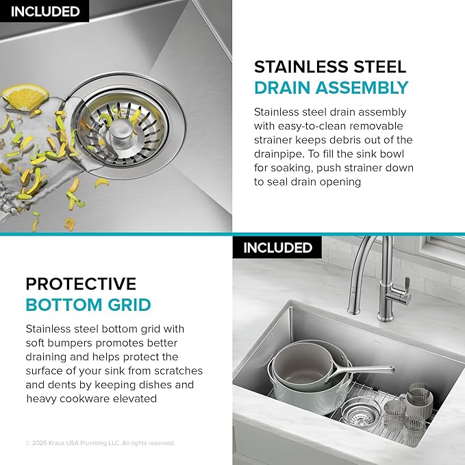 KRAUS Standart PRO 28-inch 16 Gauge Undermount Single Bowl Stainless Steel - Image 11