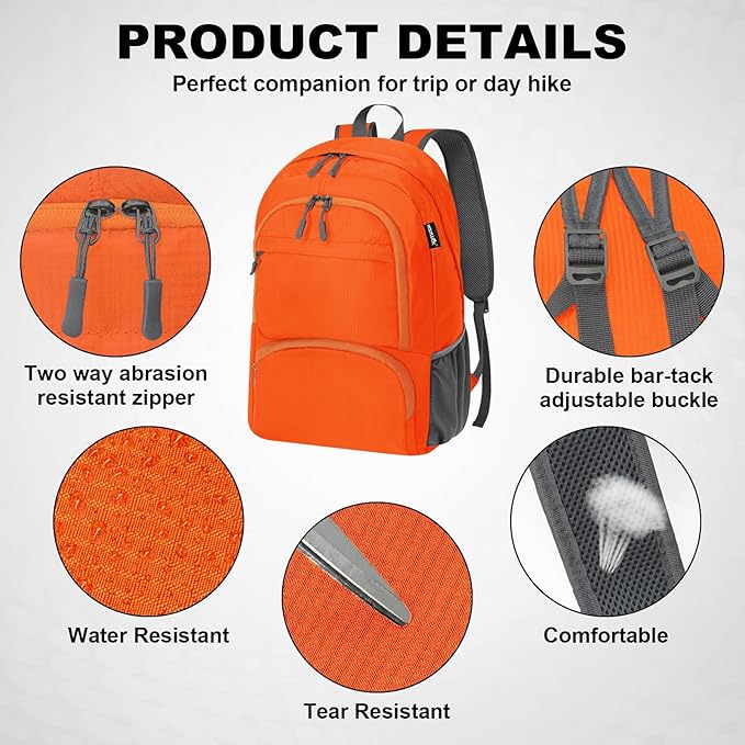 HOLYLUCK 20L lightweight packable Hiking Daypack Foldable Backpack - Image 4