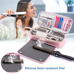 2IN1 Hair Tools Travel Bag with Heat Resistant Mat for Shark Flexstyle, Flat Irons, Straighteners, Curling Iron, Hair Dryer Case Compatible with Revlon One-Step Hair Dryer, Hair Essentials