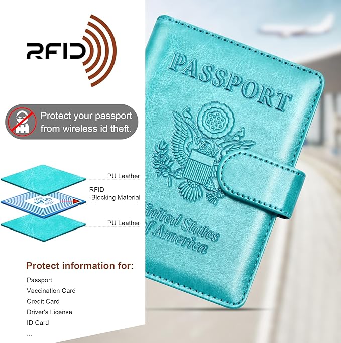 Herain Passport Holder for Travel Cruise Essentials, RFID Passports Book Card - Image 5