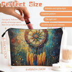 Cosmetic Bags Travel Makeup Toilet Case Waterproof Pouch for Women Girls 6.7X9.45inches - Ornate Dreamcatcher With Colorful Feathers And Beads