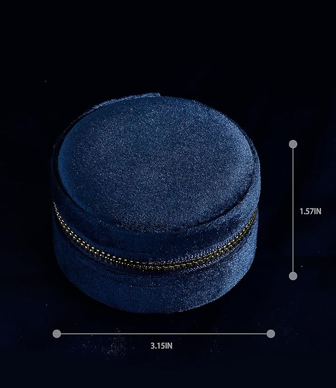 TAIMY Velvet Travel Jewelry Box, Round Small Travel Jewelry Case - Image 4