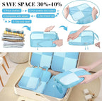 8 Set Compression Packing Cubes Travel, Lightweight Expandable Travel Cubes - Image 2
