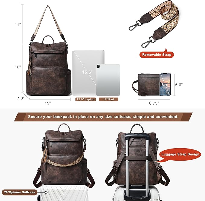Shrrie Vegan Leather Laptop Backpack - Image 4