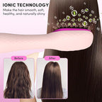 Longyu 3 in 1 Hair Dryer Brush Straightener 1200W Negative Ionic Hot Air Brush One Step Blow Dryer and Styler for Straightening Drying Smoothing (Pink)