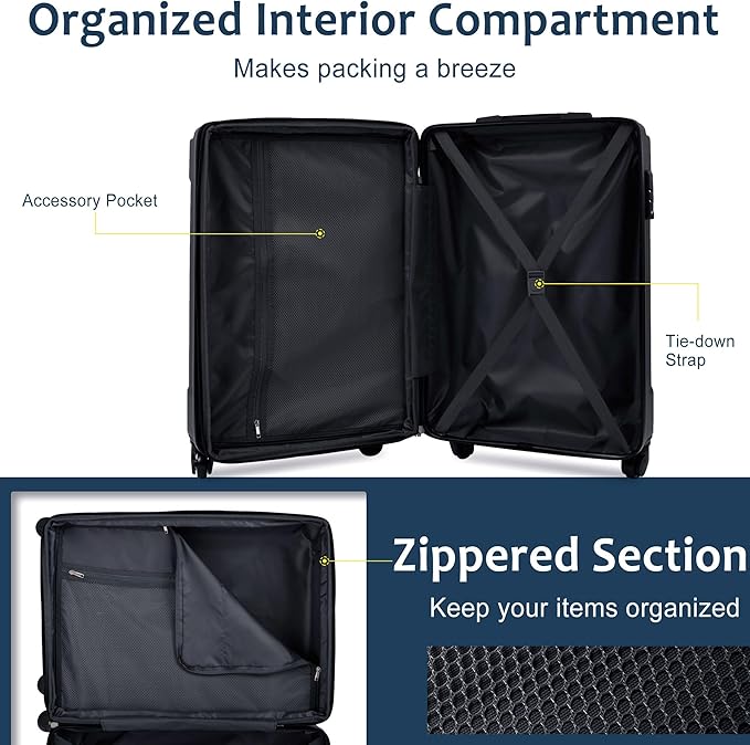 Merax Carry-On Luggage 22x14x9 airline approved, Hardshell ABS Suitcase - Image 5