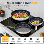 Nuwave 3-Piece 8”, 12” Forged Lightweight Frying Pan Set, G10 Healthy Duralon - Image 5