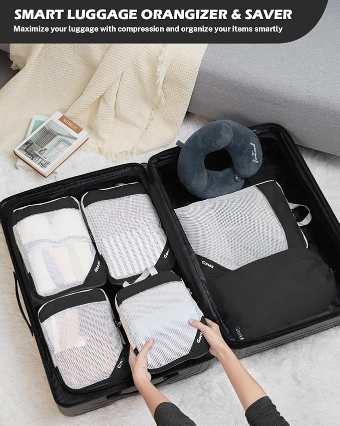 Compression Packing Cubes, Gonex Extensible Storage Mesh Bags Organizers - Image 9
