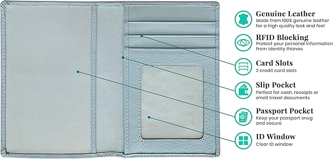 Personalized Monogrammed Chambray Leather RFID Passport Wallet - Image 2