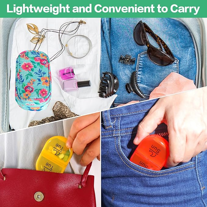 Serfeymi Weekly Travel Pill Organizer 2 Times A Day AM PM Upgraded Rainbow Pill - Image 6