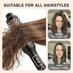 NONK Thermal Brush 1.5", Thermal Round Curling Brush, Long Lasting Universal Voltage Heated Curling Iron for All Hair, Tourmaline Ceramic,Curling Iron with 5 Temperature Control, Rose Gold