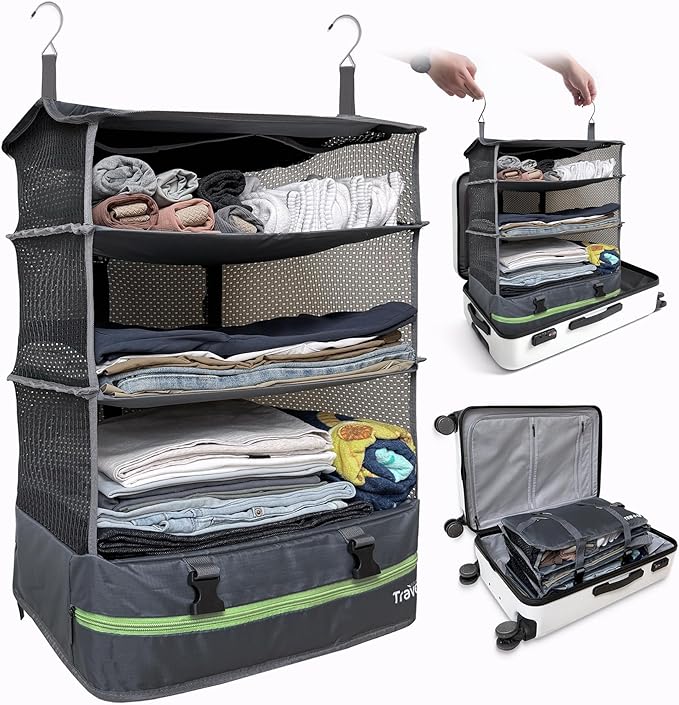 Stow-N-Go Portable Hanging Travel Shelves, Packing Organizer by GrandFusion