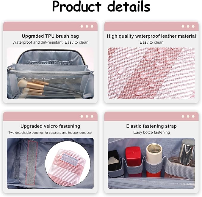 BOYATU Makeup Bag Travel Cosmetic Bag: 3 Pcs Set Portable Make up Bags - Image 4