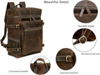 HLC Leather Brown Backpack For Men 17 Inch Genuine Laptop Backpack For Women - Image 2